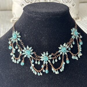Blue Floral Necklace/Choker